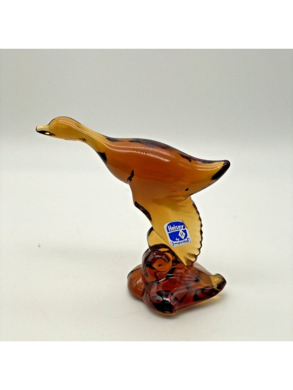 Vintage Heisey Imperial Glass Mallard Duck Wings Down Art Glass Paperweight